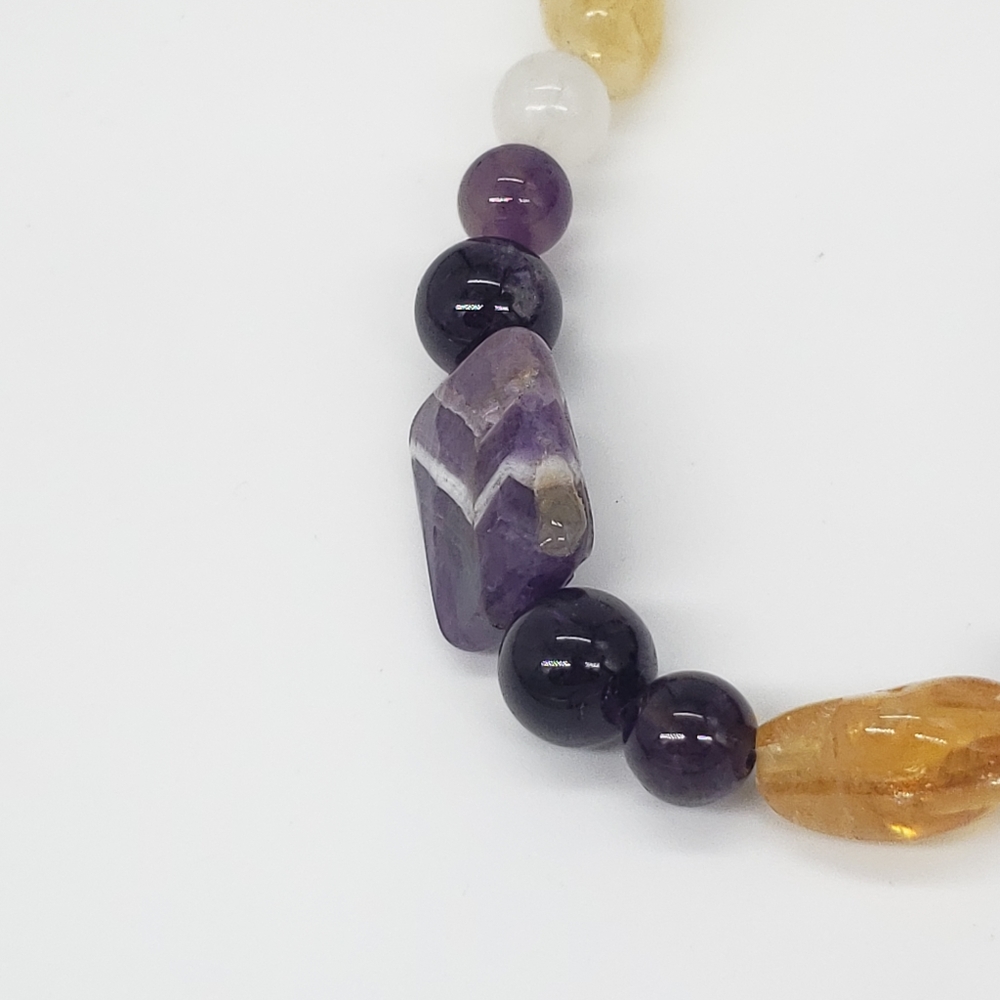 💥 Amethyst & Citrine Handmade Bead Boho Necklace - Picture 10 of 11